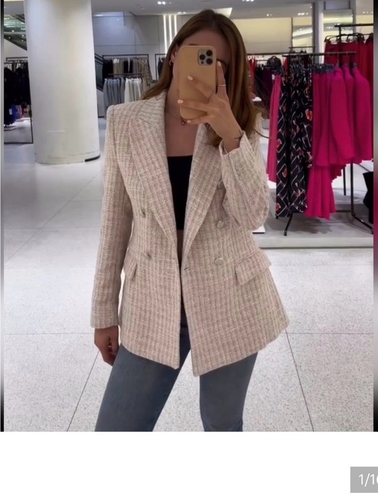 Zara Jackets & Blazers - Zara Cream Tweed Double-Breasted Blazer